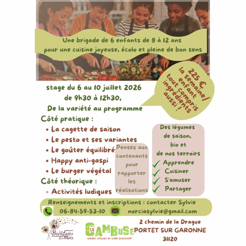 Stages enfants Cuisine Juillet / Cuisine + Impro fin août